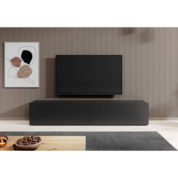 Meubella TV-Meubel Asilento - Mat zwart - 180 cm
