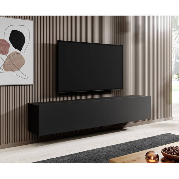 Meubella TV-Meubel Asilento - Mat zwart - 180 cm