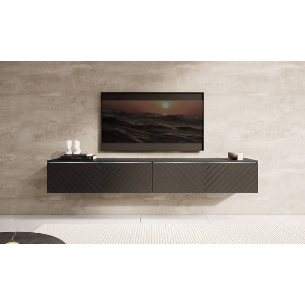 Meubella TV-Meubel Dixon - Zwart Visgraat - 180 cm