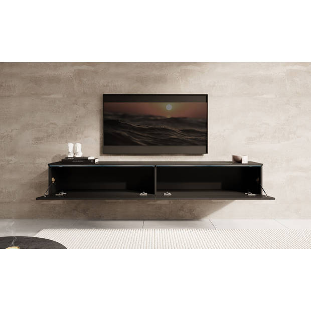 Meubella TV-Meubel Dixon - Zwart Visgraat - 180 cm