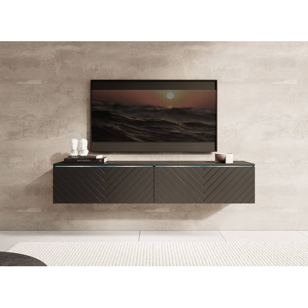 Meubella TV-Meubel Dixon - Zwart Visgraat - 140 cm