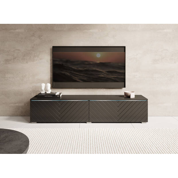 Meubella TV-Meubel Dixon - Zwart Visgraat - 140 cm