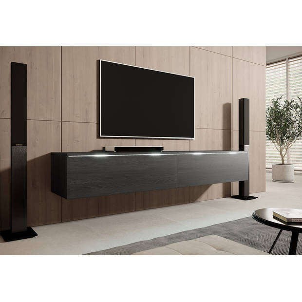 Meubella TV-Meubel Dixon - Zwart eiken - 180 cm