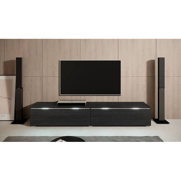 Meubella TV-Meubel Dixon - Zwart eiken - 180 cm