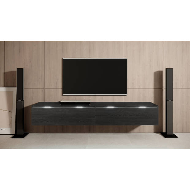 Meubella TV-Meubel Dixon - Zwart eiken - 180 cm