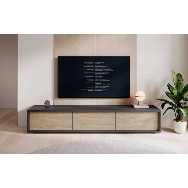 Meubella TV-Meubel Fortunato - Antraciet - Eiken - 180 cm - 3 deuren