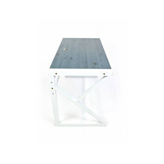 Seco Bureau Ribble - Blauw met metalen frame wit - 112,5 x 60 x 74 cm - Ideaal voor kantoor, thuiswerken of school