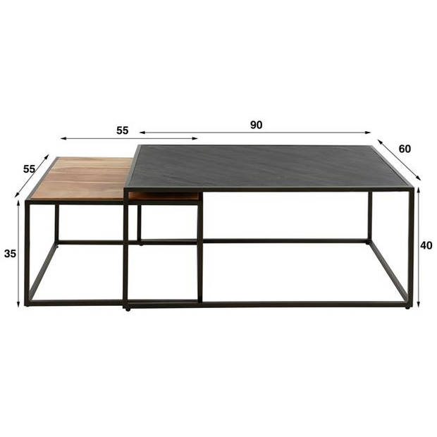 Hoyz Collection - Salontafel Slate Mix - Leisteen - Set van 2