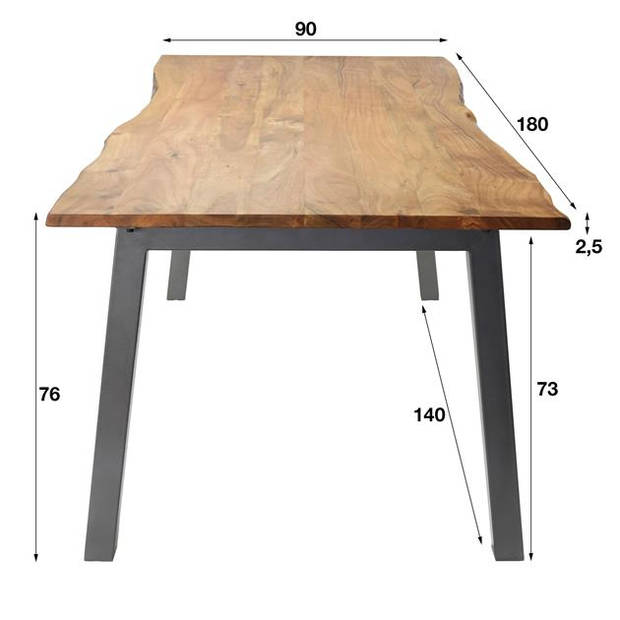 Hoyz - Eetkamertafel Edge - Bruin - Hout - 180x90x76