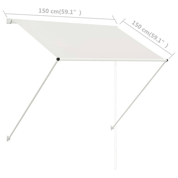 vidaXL Luifel uittrekbaar 150x150 cm crème