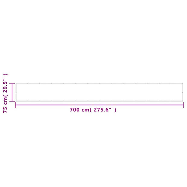 vidaXL Balkonscherm 75x700 cm 100% oxford polyester crèmekleurig