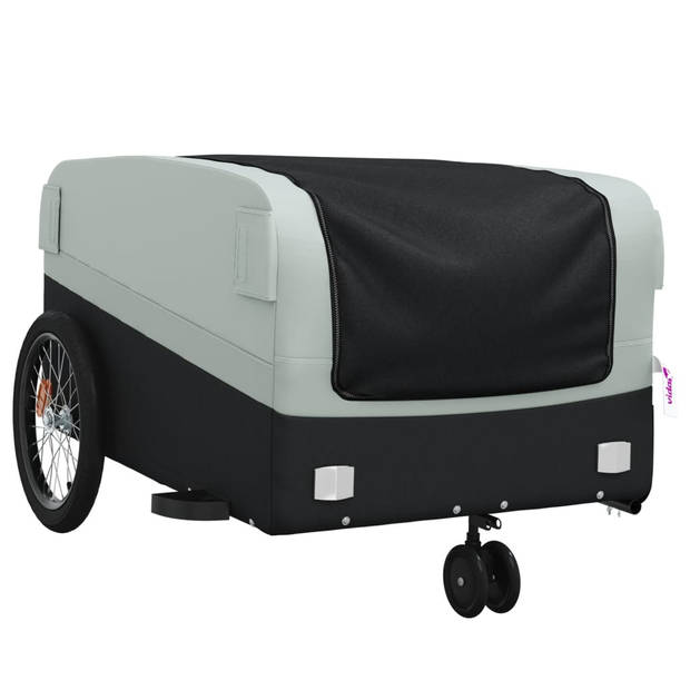 vidaXL Fietstrailer 45 kg ijzer zwart en grijs