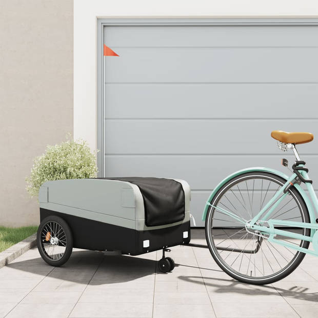 vidaXL Fietstrailer 45 kg ijzer zwart en grijs