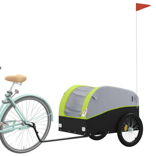 vidaXL Fietstrailer 45 kg ijzer zwart en groen