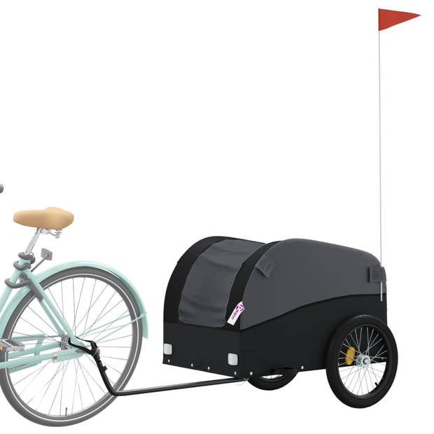 vidaXL Fietstrailer 45 kg ijzer zwart