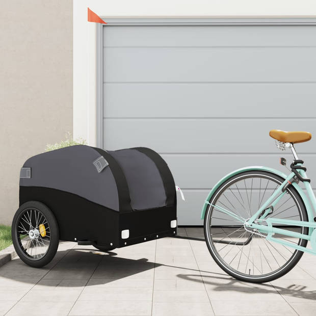 vidaXL Fietstrailer 45 kg ijzer zwart