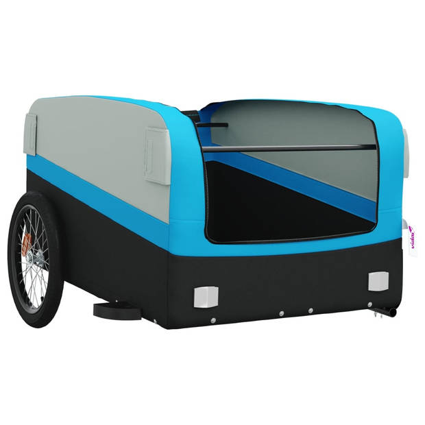 vidaXL Fietstrailer 45 kg ijzer zwart en blauw