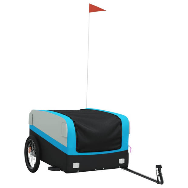 vidaXL Fietstrailer 45 kg ijzer zwart en blauw