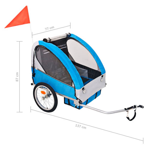 vidaXL Fietstrailer 30 kg grijs en blauw