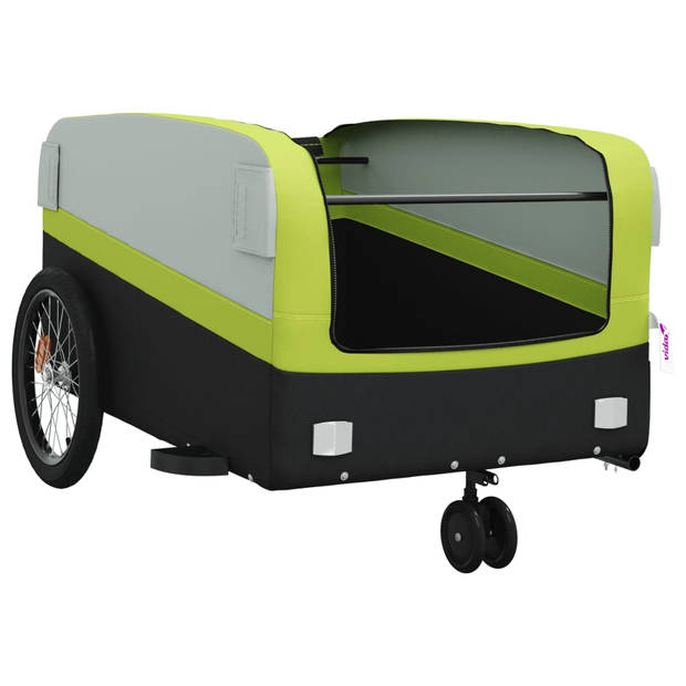 vidaXL Fietstrailer 45 kg ijzer zwart en groen