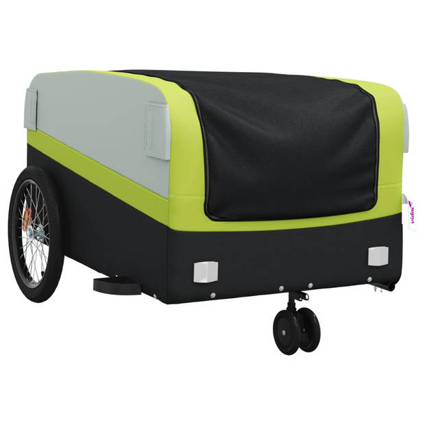 vidaXL Fietstrailer 45 kg ijzer zwart en groen