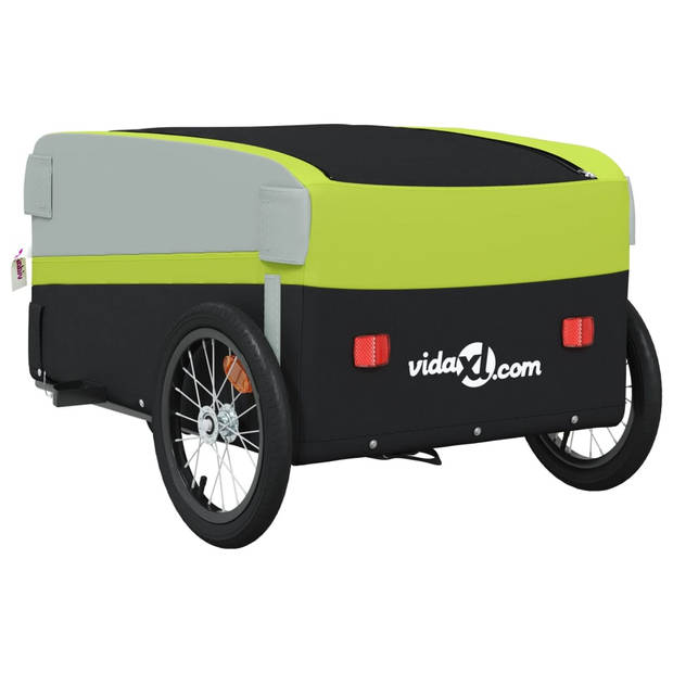 vidaXL Fietstrailer 45 kg ijzer zwart en groen