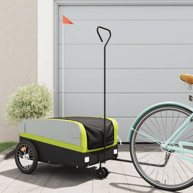 vidaXL Fietstrailer 45 kg ijzer zwart en groen