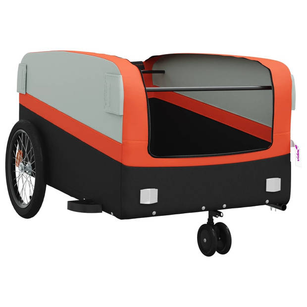 vidaXL Fietstrailer 45 kg ijzer zwart en oranje