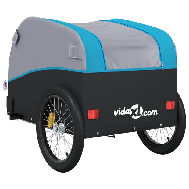 vidaXL Fietstrailer 45 kg ijzer zwart en blauw