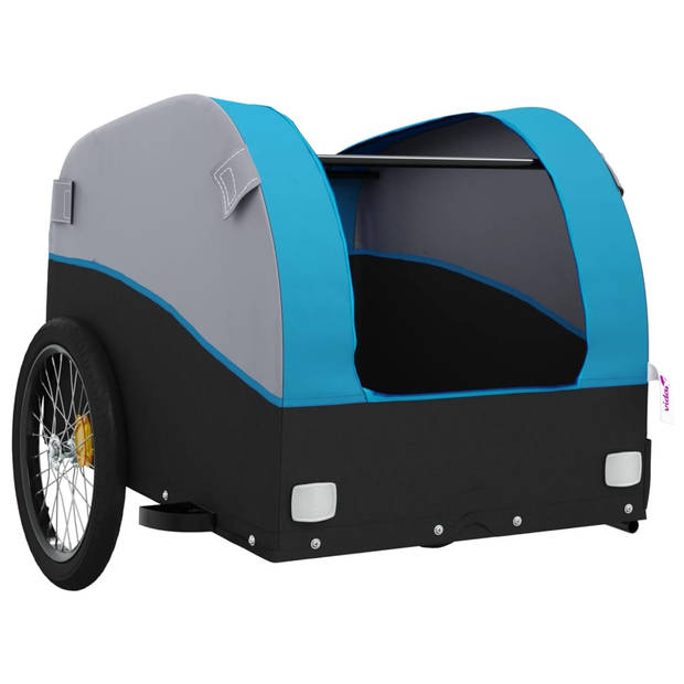 vidaXL Fietstrailer 45 kg ijzer zwart en blauw