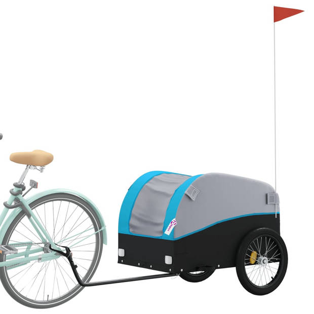 vidaXL Fietstrailer 45 kg ijzer zwart en blauw