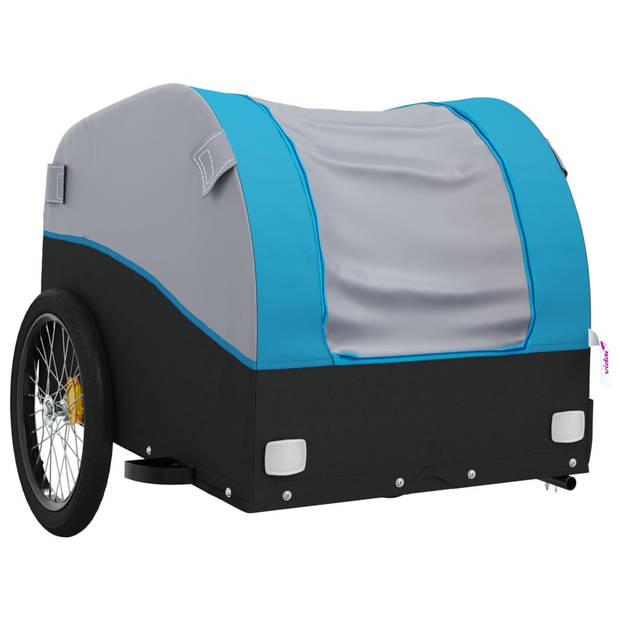 vidaXL Fietstrailer 45 kg ijzer zwart en blauw