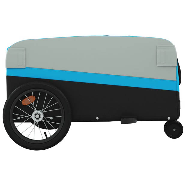 vidaXL Fietstrailer 45 kg ijzer zwart en blauw