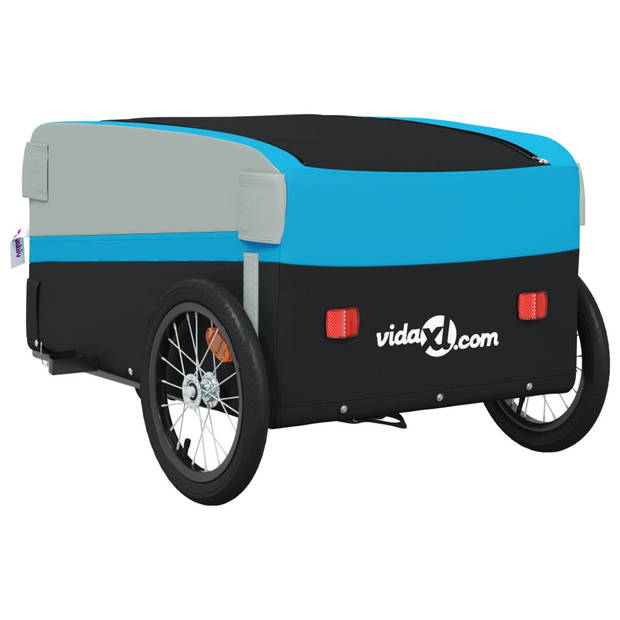 vidaXL Fietstrailer 45 kg ijzer zwart en blauw