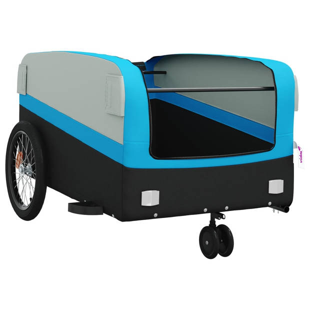 vidaXL Fietstrailer 45 kg ijzer zwart en blauw