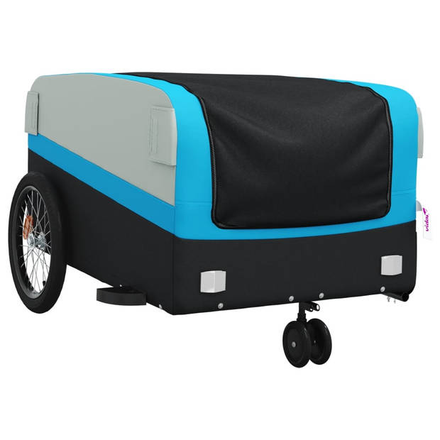 vidaXL Fietstrailer 45 kg ijzer zwart en blauw