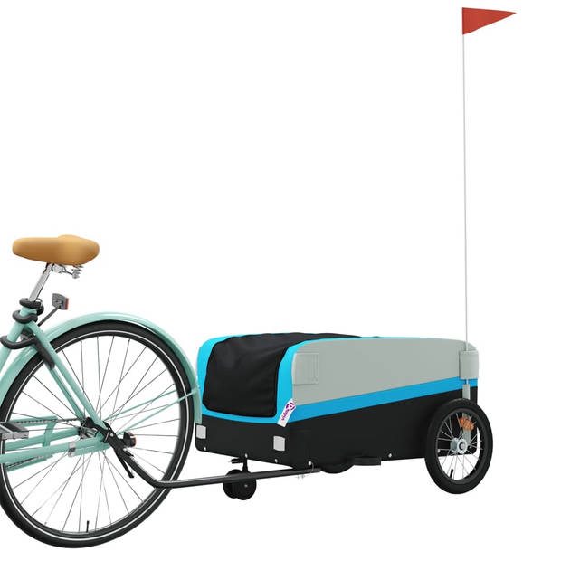 vidaXL Fietstrailer 45 kg ijzer zwart en blauw