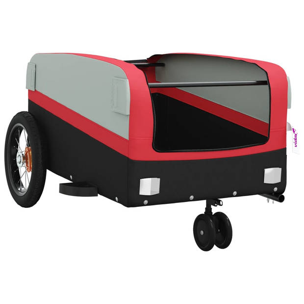 vidaXL Fietstrailer 30 kg ijzer zwart en rood