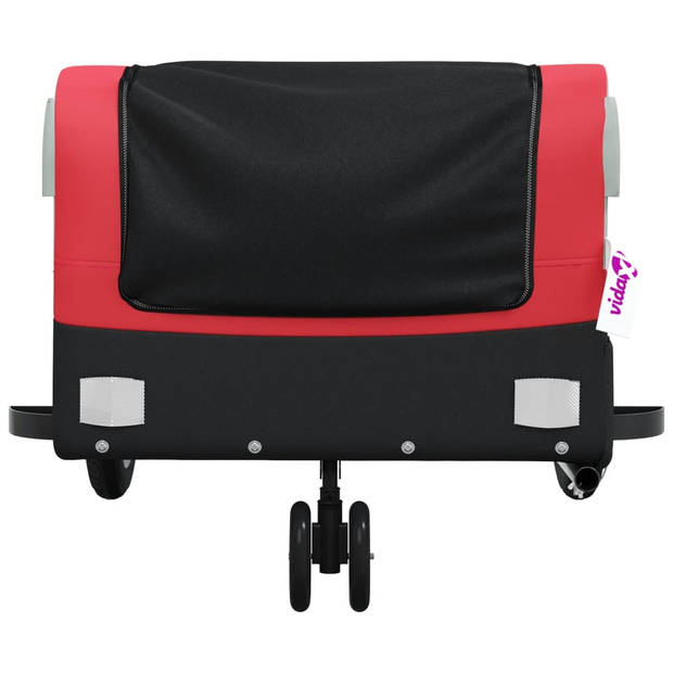 vidaXL Fietstrailer 30 kg ijzer zwart en rood