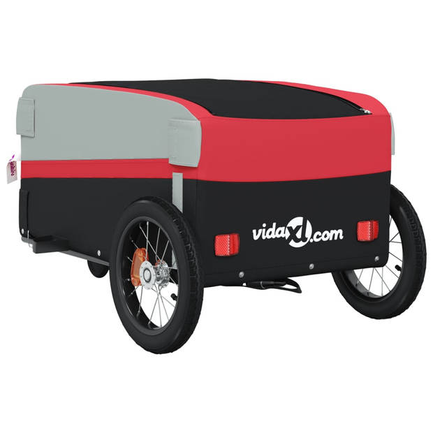 vidaXL Fietstrailer 30 kg ijzer zwart en rood