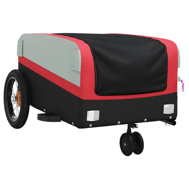 vidaXL Fietstrailer 30 kg ijzer zwart en rood