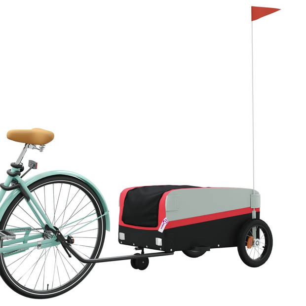 vidaXL Fietstrailer 30 kg ijzer zwart en rood