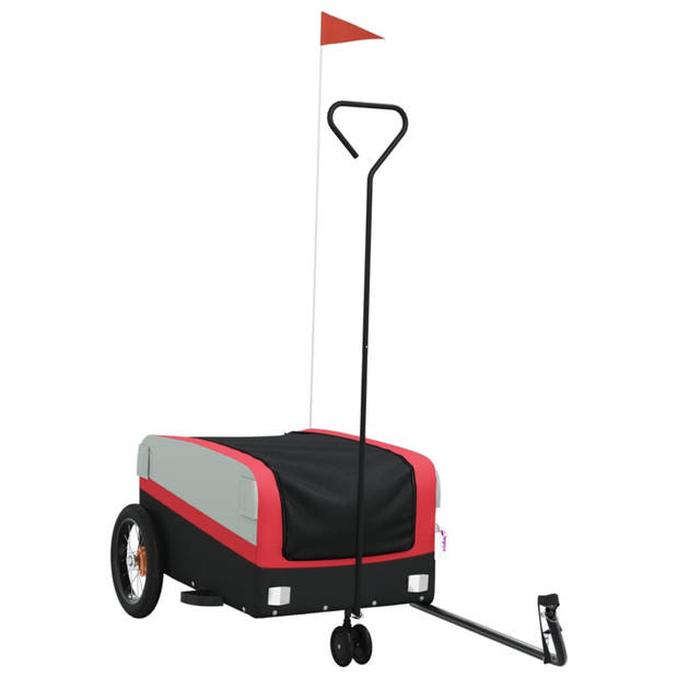 vidaXL Fietstrailer 30 kg ijzer zwart en rood