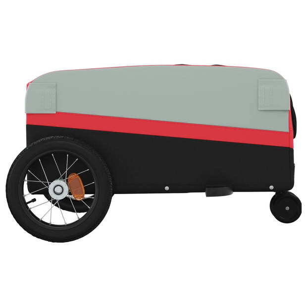 vidaXL Fietstrailer 30 kg ijzer zwart en rood