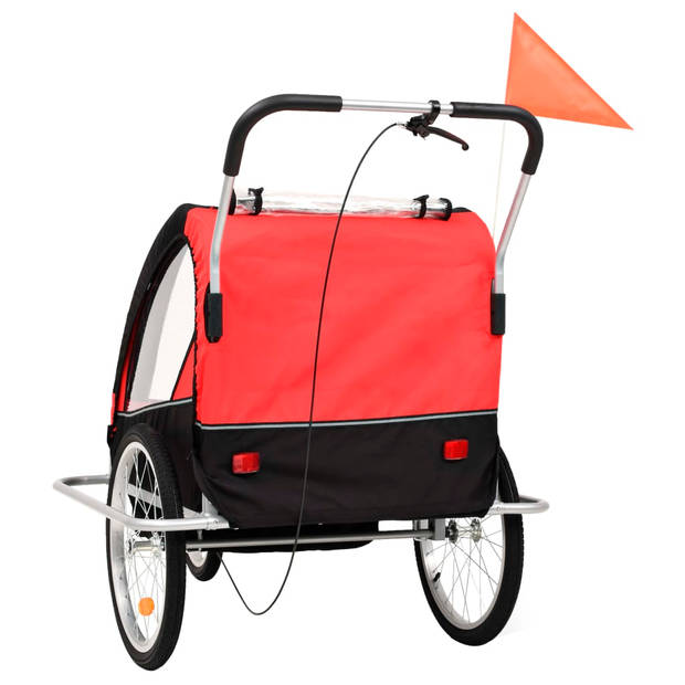 vidaXL Fietstrailer en kinderwagen 2-in-1 zwart en rood