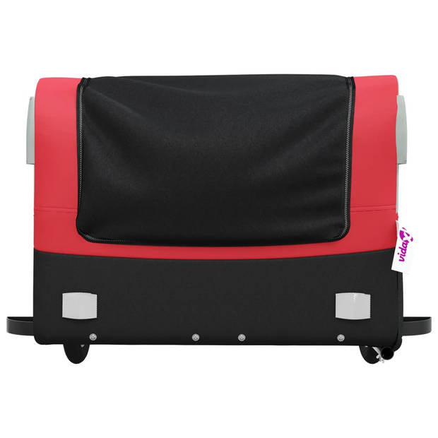 vidaXL Fietstrailer 45 kg ijzer zwart en rood