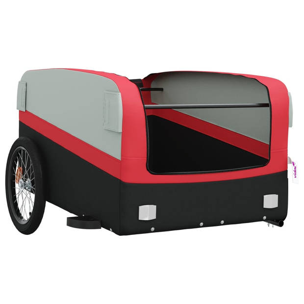 vidaXL Fietstrailer 45 kg ijzer zwart en rood