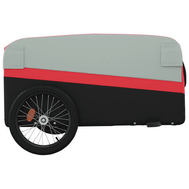 vidaXL Fietstrailer 45 kg ijzer zwart en rood