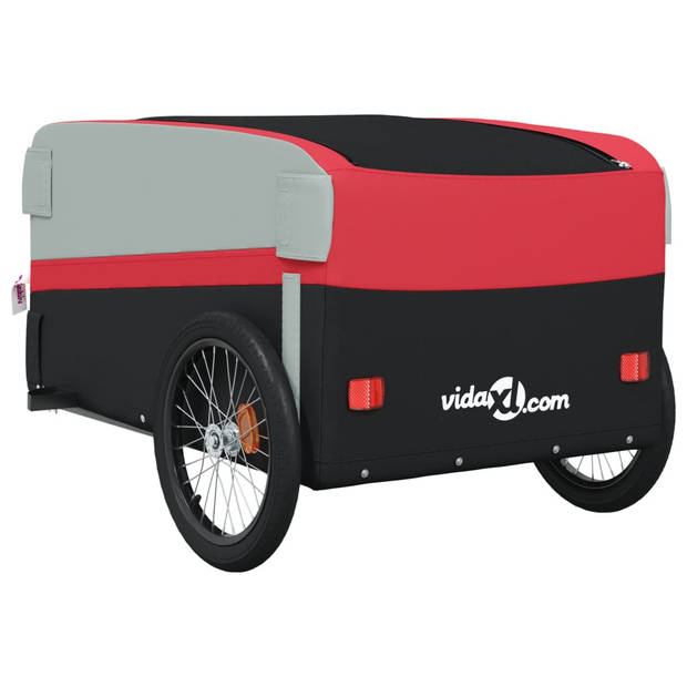 vidaXL Fietstrailer 45 kg ijzer zwart en rood