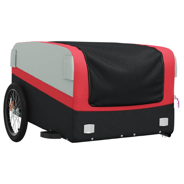 vidaXL Fietstrailer 45 kg ijzer zwart en rood